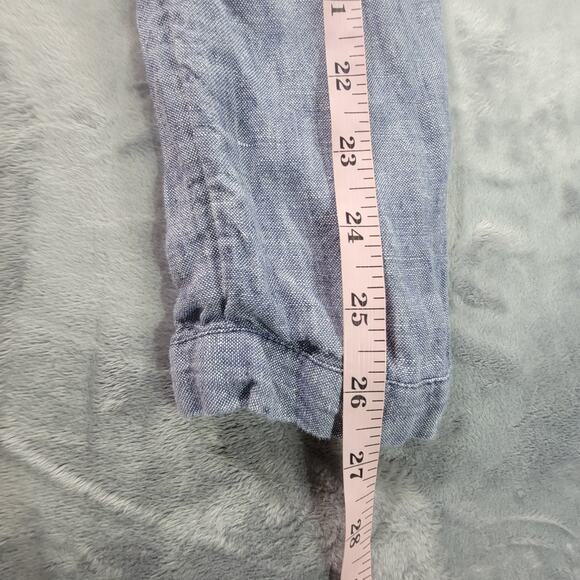 Tahari Womens XS Linen Long Sleeve Shift Dress Oversized Gray Blue - Picture 8 of 10